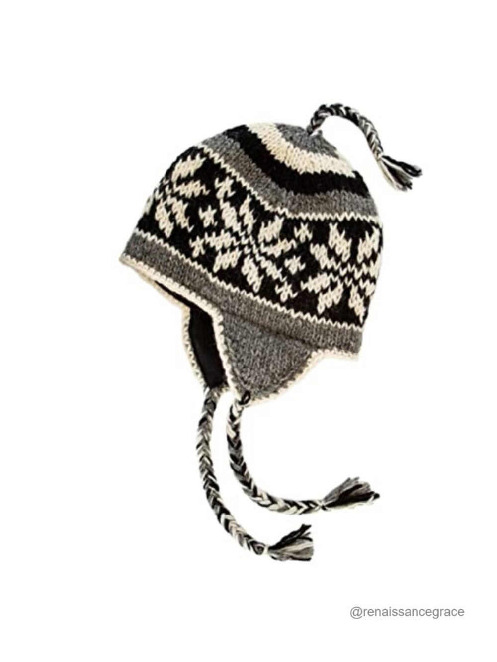 Hand Knit Wool Sherpa Beanie with Micro Fleece Lining, Ear Flaps